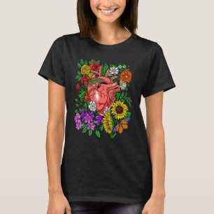 Camiseta Flores Anatômicas Do Coração Hippie Rosas De Giras