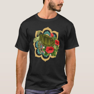 Camiseta Flores Animais de Tartaruga Tribal Mandala Havaian