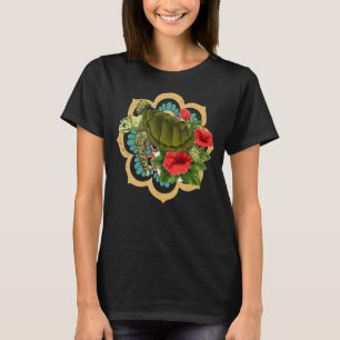 Camiseta Flores Animais de Tartaruga Tribal Mandala Havaian