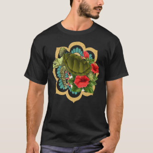 Camiseta Flores Animais de Tartaruga Tribal Mandala Havaian