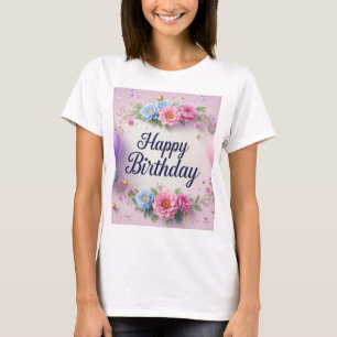 Camiseta Flores aniversários elegantes e luxuosos extravaga