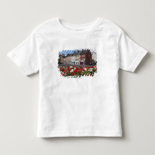 Camiseta Flores ao longo de uma rua em uma área residencia