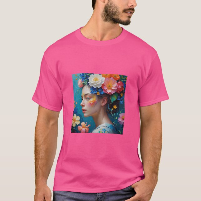 Camiseta Flores 💐 artes 🌹 pintura 🌹 (Frente)