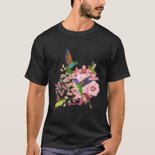 Camiseta Flores Aves de Cama Floral Hummingbird (Frente)