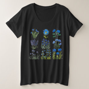 Camiseta Flores Azuis De Cores Aquáticas Flores Selvagens V