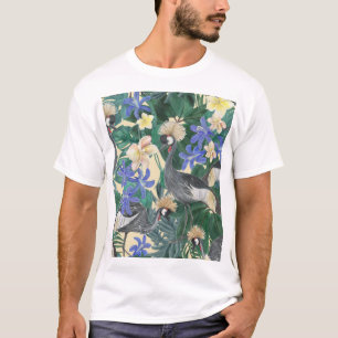 Camiseta Flores Azuis De Plumeria, Sem Costura.