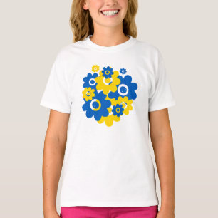 Camiseta Flores Azuis e Amarelas