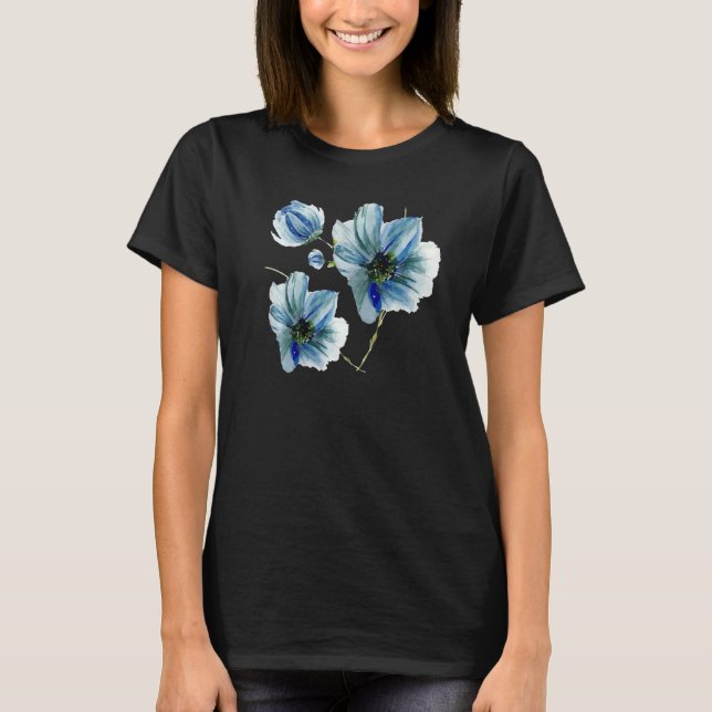Camiseta Flores Azuis Gráfico (Frente)