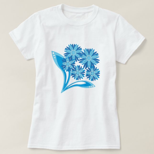 Camiseta Flores azuis originais (Frente do Design)