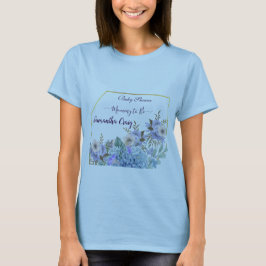 Camiseta Flores Azuis Suaves Buds Hydrangea Chá de fraldas
