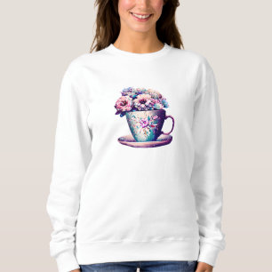 Camiseta Flores Bonitas em Porcelana de Xícara de Chá