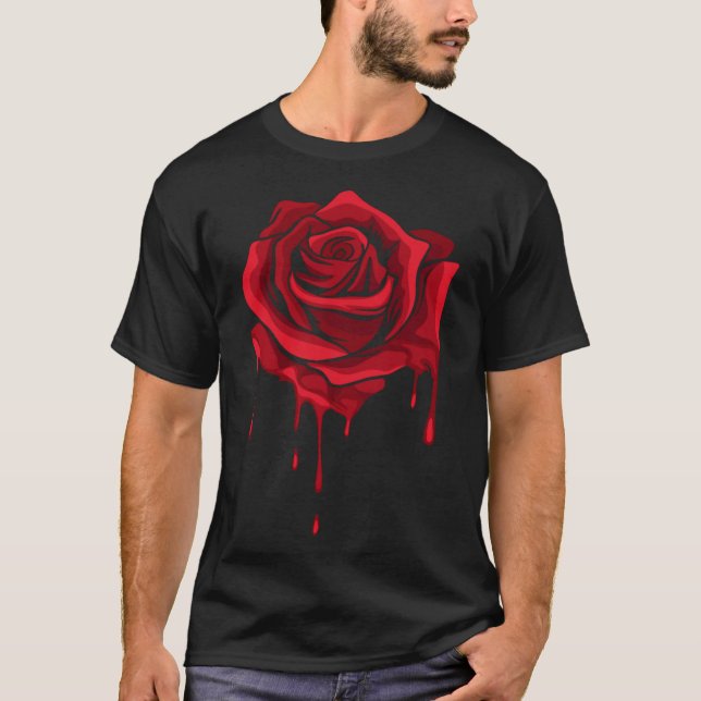 Camiseta Flores Botânicas Do Jardim Rosa de Fusão Vermelha (Frente)