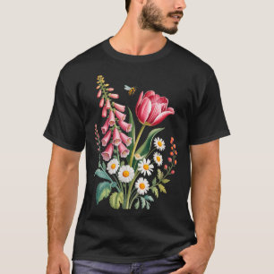 Camiseta Flores Botânicas Margaridas Tulipa Dedaleira Borbo