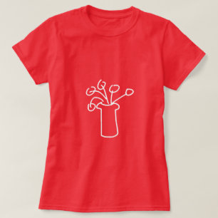 Camiseta Flores brancas, contornos simples