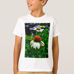 Camiseta Flores brancas e laranja