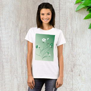 Camiseta Flores Brancas E Verdes