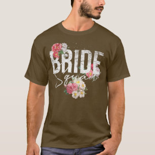 Camiseta Flores Bride Chá de panela Esquadrão Mulheres Flor