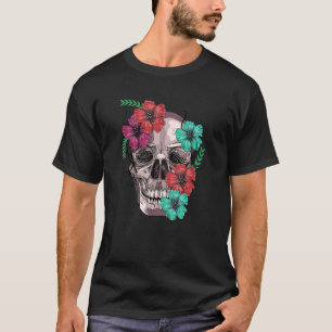 Camiseta Flores Coloridas Açúcar E Crânio Floral Dia Do