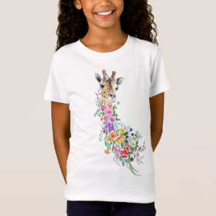 Camiseta Flores Coloridas Buquê Girafa - Moderna Desenho
