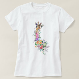 Camiseta Flores Coloridas Buquê Girafa - Moderna Desenho 