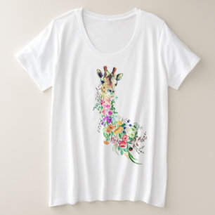Camiseta Flores Coloridas Buquê Girafa - Moderna Desenho 
