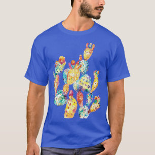 Camiseta Flores coloridas Cactus Watercolor Painting Abstra