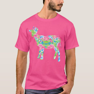 Camiseta Flores Coloridas De Cabra Floral Que Adoro Caprino