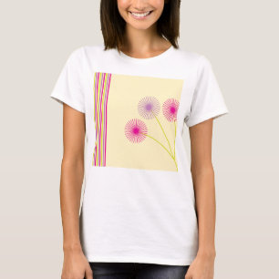 Camiseta Flores Coloridas de Dente-de-Leão, Listras, Abstra
