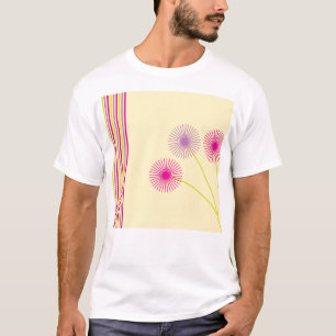 Camiseta Flores Coloridas de Dente-de-Leão, Listras, Abstra