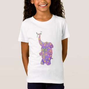 Camiseta Flores com Elefante Roxo com Flor - Alegria