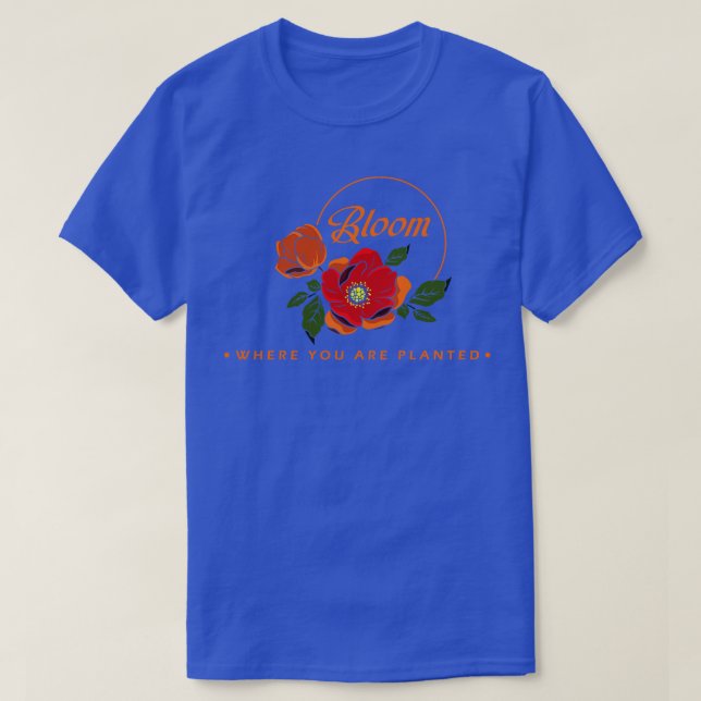 Camiseta Flores com Folhas de Laranja (Frente do Design)