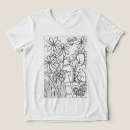 Camiseta Flores com rato e caracol