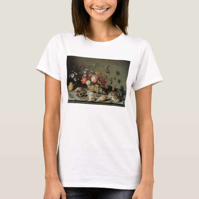 Camiseta Flores, conchas e insetos Balthasar van der Ast (Frente)