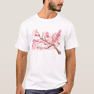 Camiseta Flores cor-de-cereja cor-de-rosa flores