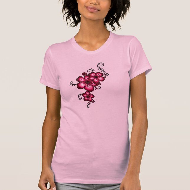 Camiseta Flores cor-de-rosa (Frente)