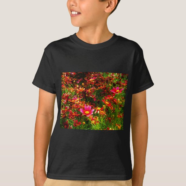 Camiseta Flores cor-de-rosa-claro e amarelas Daisy Wild (Frente)