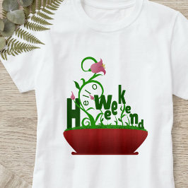 Camiseta Flores Cor-de-Rosa E Trepadeiras Texto Em Negrito