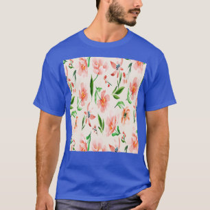 Camiseta Flores Cor Floral de Pêssego Primavera Watercolo