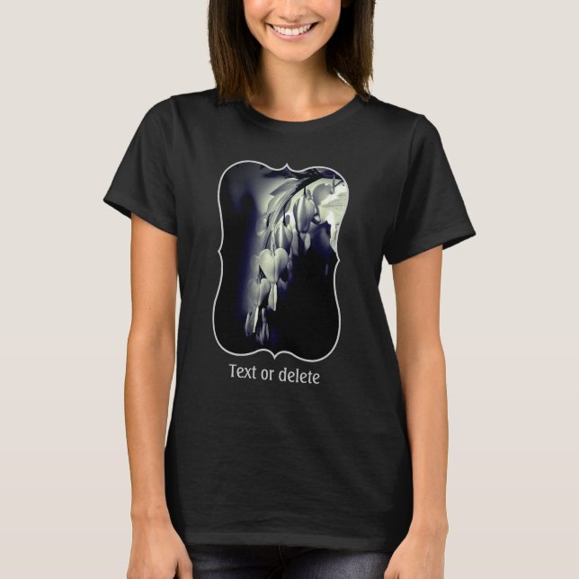 Camiseta Flores Coração Sangrando em Preto e Branco  (Frente)