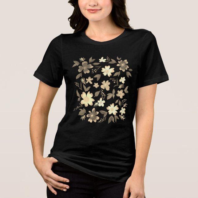 Camiseta Flores, cores sépias florais (Frente)