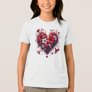Camiseta Flores da primavera Vermelha Coração-53476