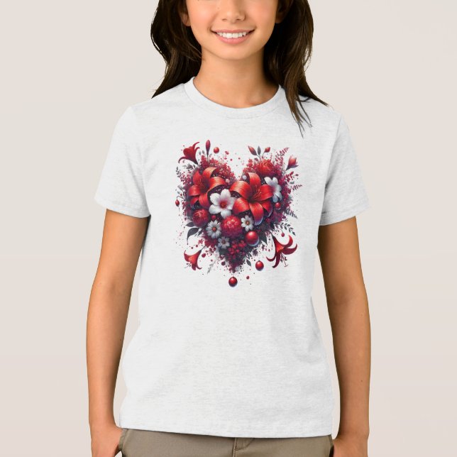 Camiseta Flores da primavera Vermelha Coração-53476 (Frente)
