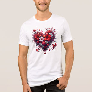 Camiseta Flores da primavera Vermelha Coração-53476