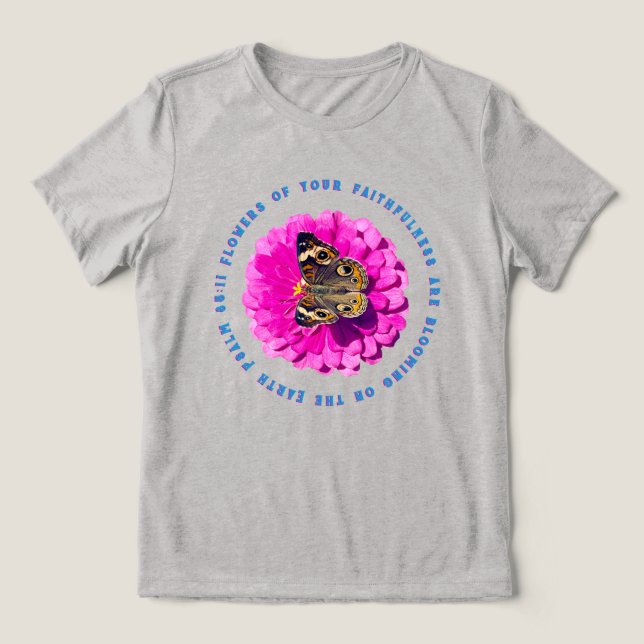 Camiseta Flores da Sua Fidelidade Borboleta & Flor (Design frontal)