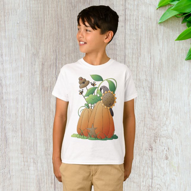 Camiseta Flores de Abóbora e Abelhas (Criador carregado)