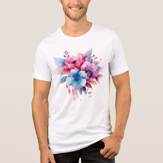 Camiseta Flores de Aquarela Design Floral (Frente)