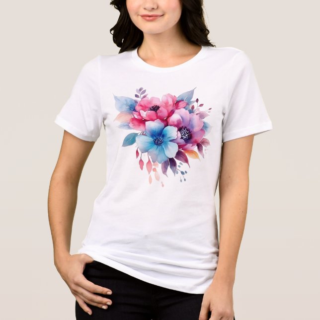 Camiseta Flores de Aquarela Design Floral (Frente)