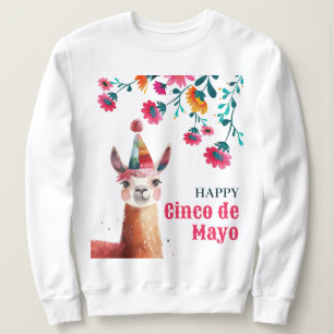 Camiseta Flores de Aquarelas de Lama Cute Felizes Cinco de 