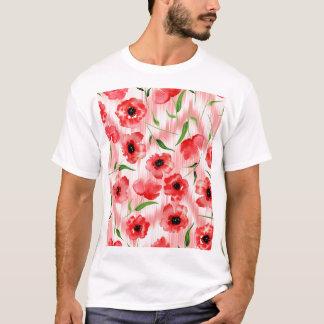 Camiseta Flores de aquarelas: ikat de papoila.