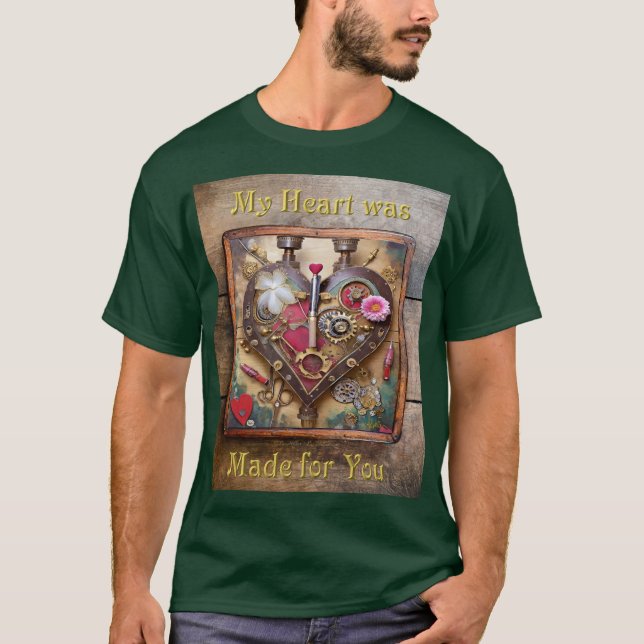 Camiseta Flores de Batom Coração Série Steampunk (Frente)